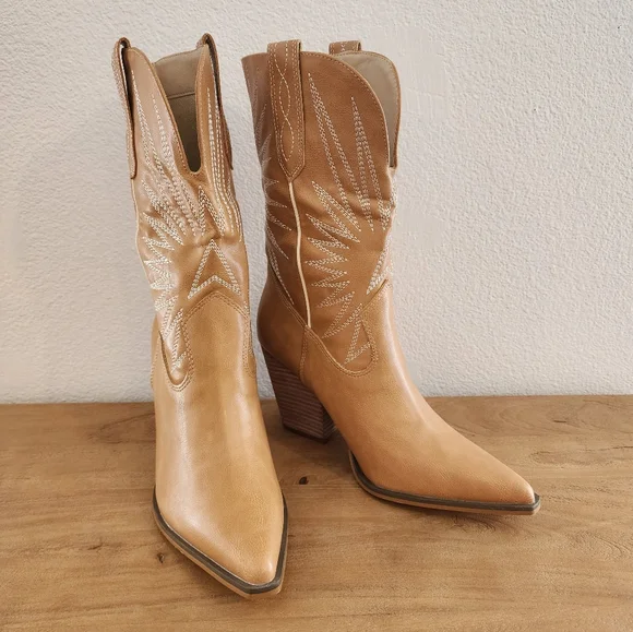 Oasis Society NEW Emerson THE COWBOY BOOTS WITH SUPERNOVA STITCHING 8.5 - Picture 3 of 5